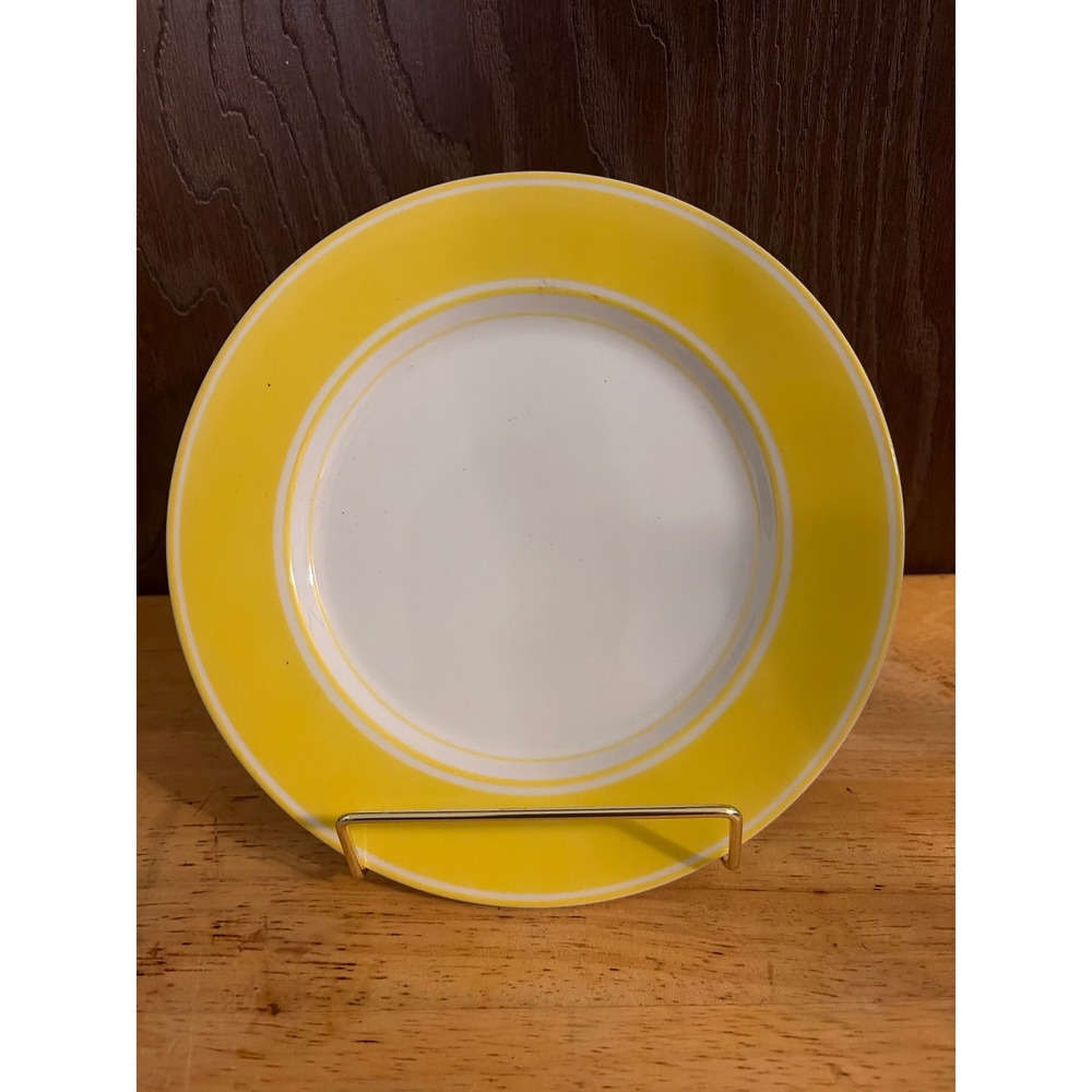 Fitz and Floyd Salad Bread Plate 7.5in Yellow Excellent Vintage 1975 Stripe
